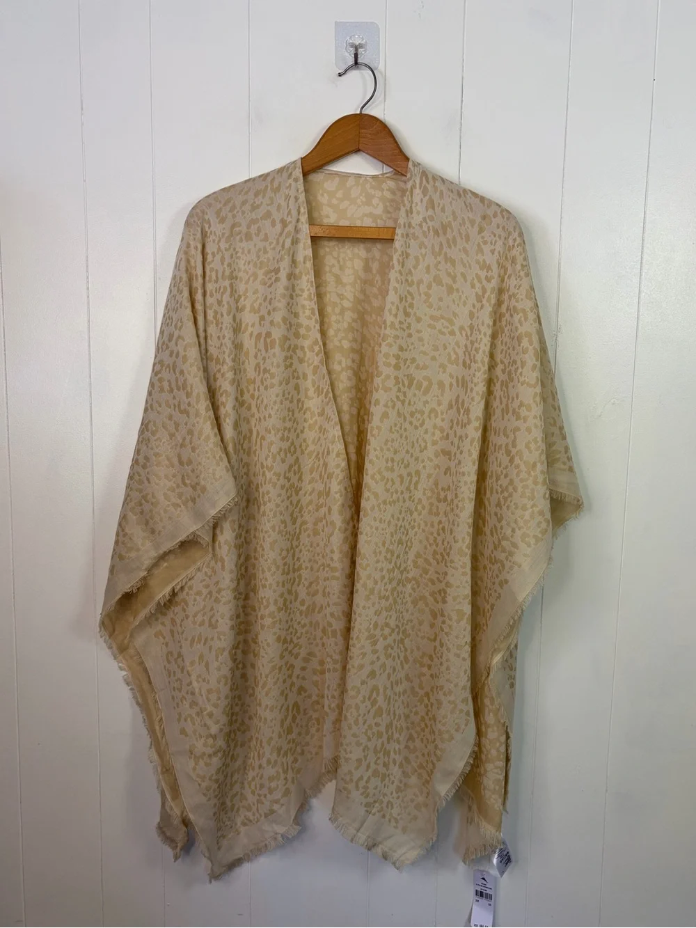 Tommy Bahama Leopard Print Kimono Swim Cover Up Beige Cotton Fringe Boho New NWT - Picture 2 of 7